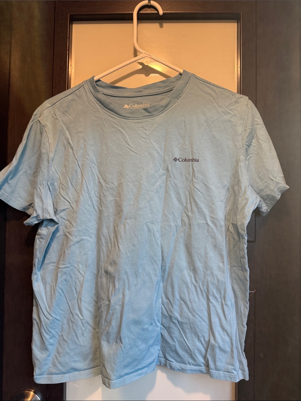 Columbia Women’s Graphic T-Shirt Blue Mountain Camping Tee Size L